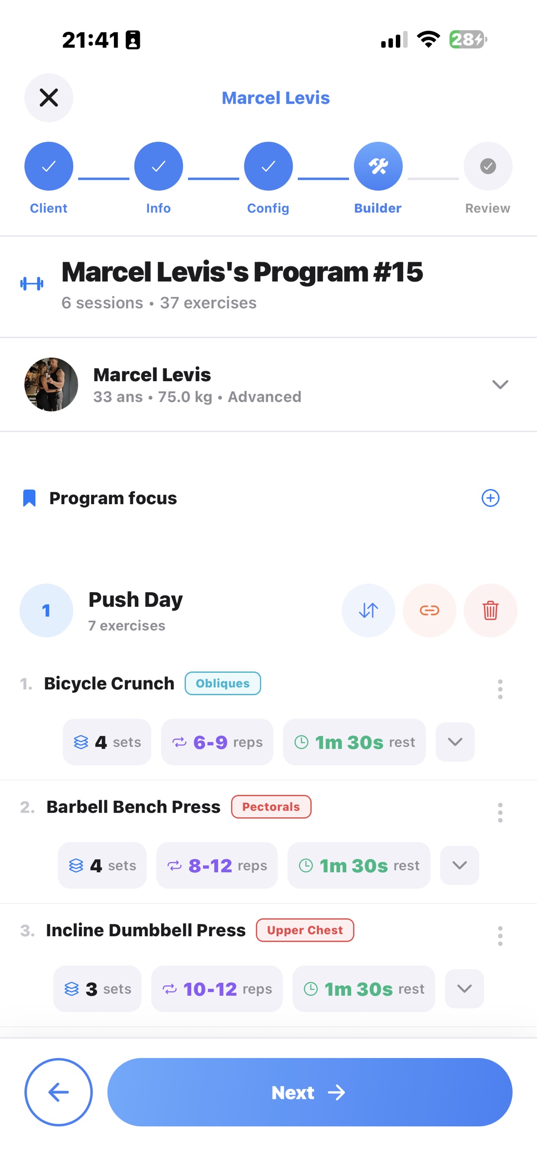 Builder de programmes